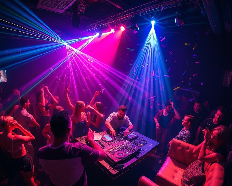 Discotheeknacht in een trendy club met internationale DJ’s