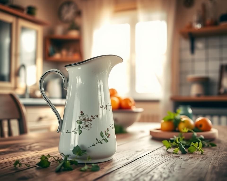 Wat maakt een vintage emaillen keukenkan zo charmant?